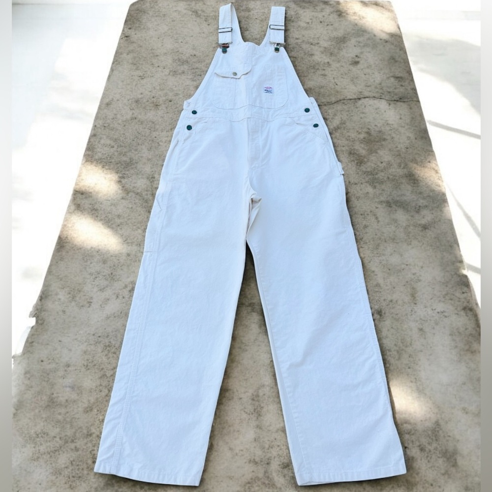 VTG Pointer Brand Bib Overalls 36x34 Painter Off-White Carpenter Workwear USA